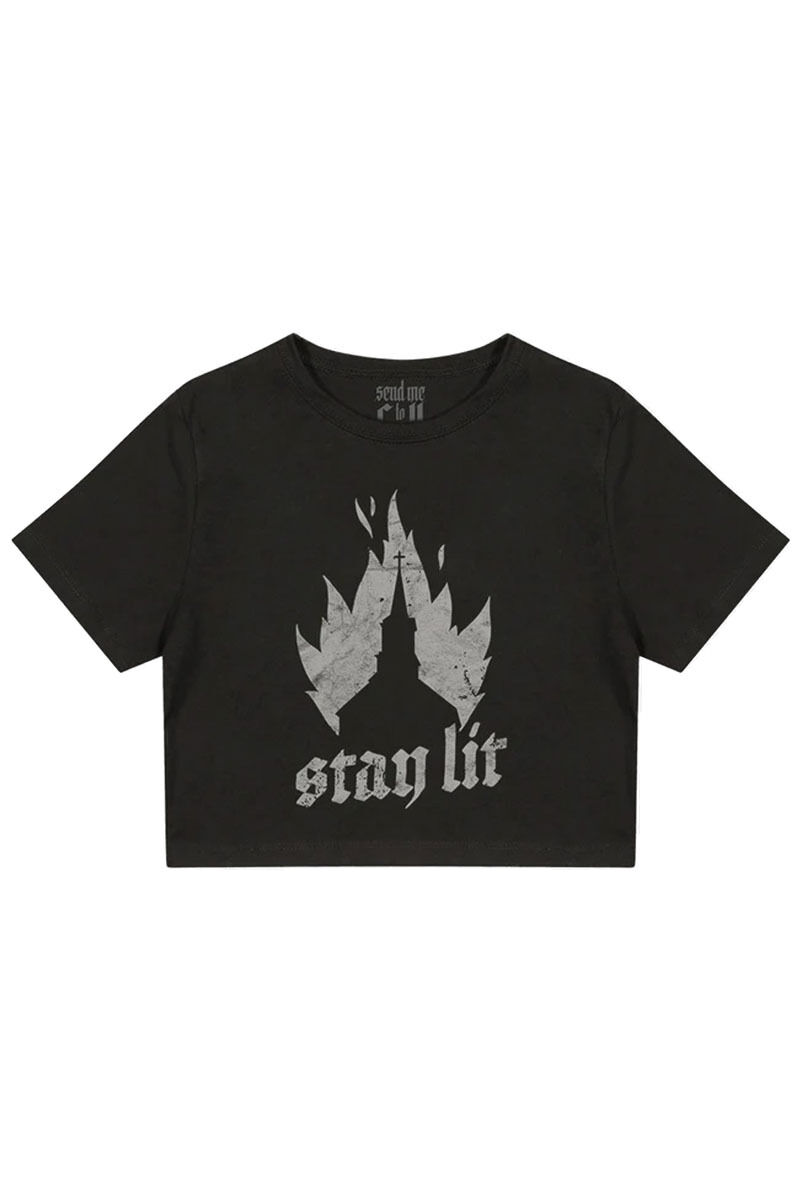 Send Me To Hell Crop Shirt Stay Lit