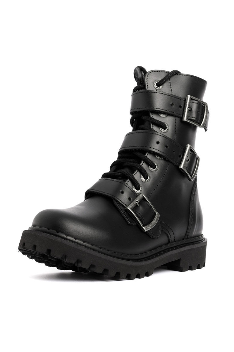 Angry Itch 10 Loch Stiefel Light 3 Buckle Schwarz