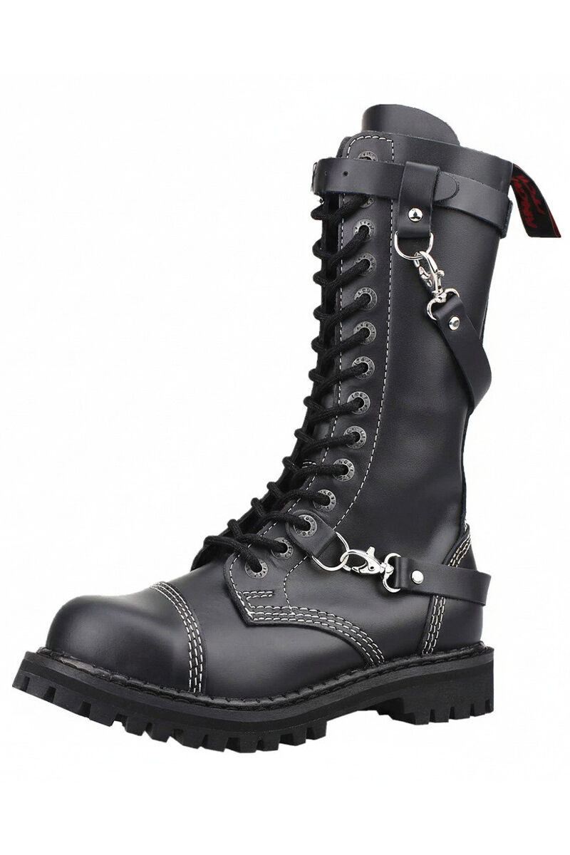 Angry Itch 14 Loch Stiefel 3 Straps Schwarz