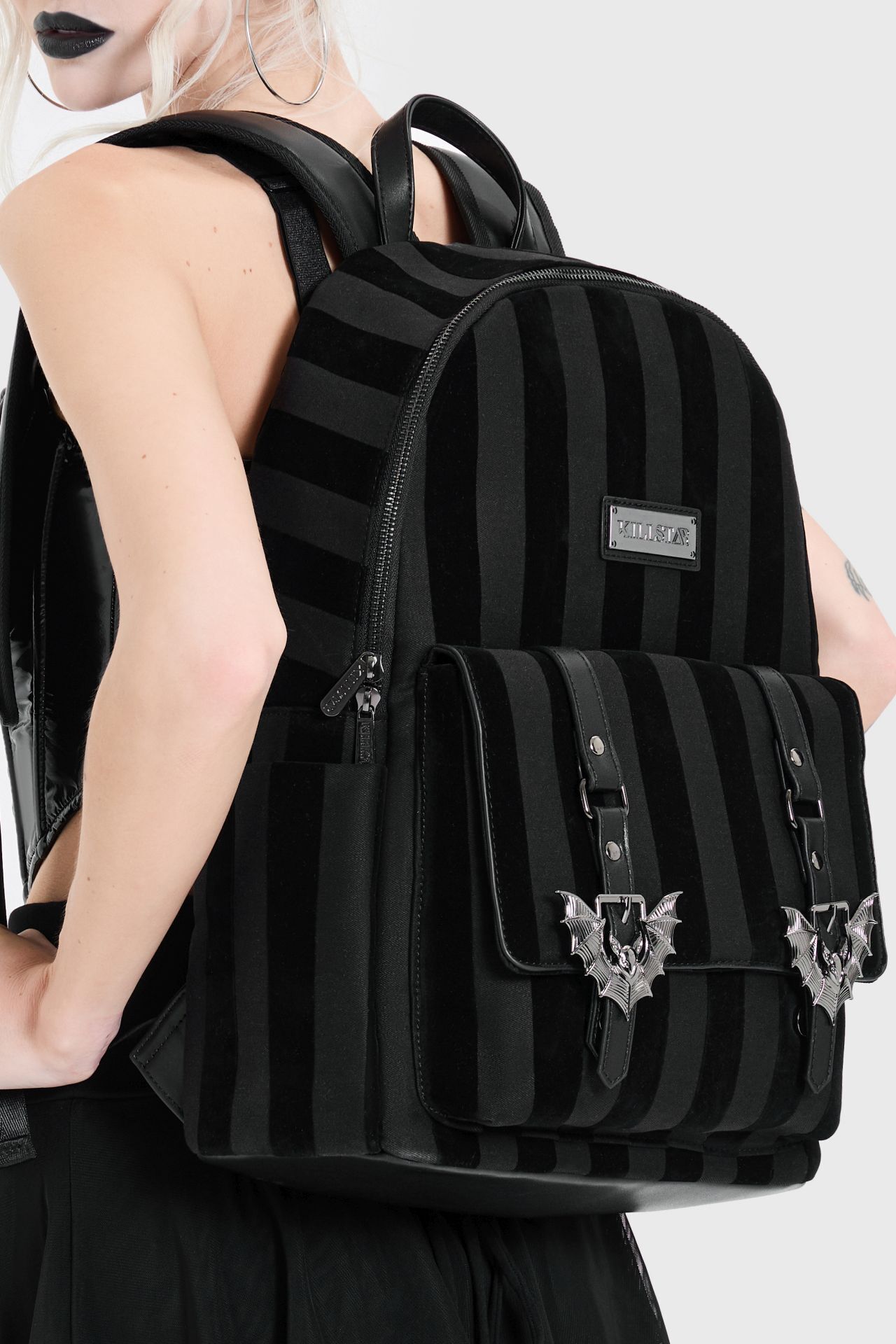 Killstar Rucksack Striped Noir Bat