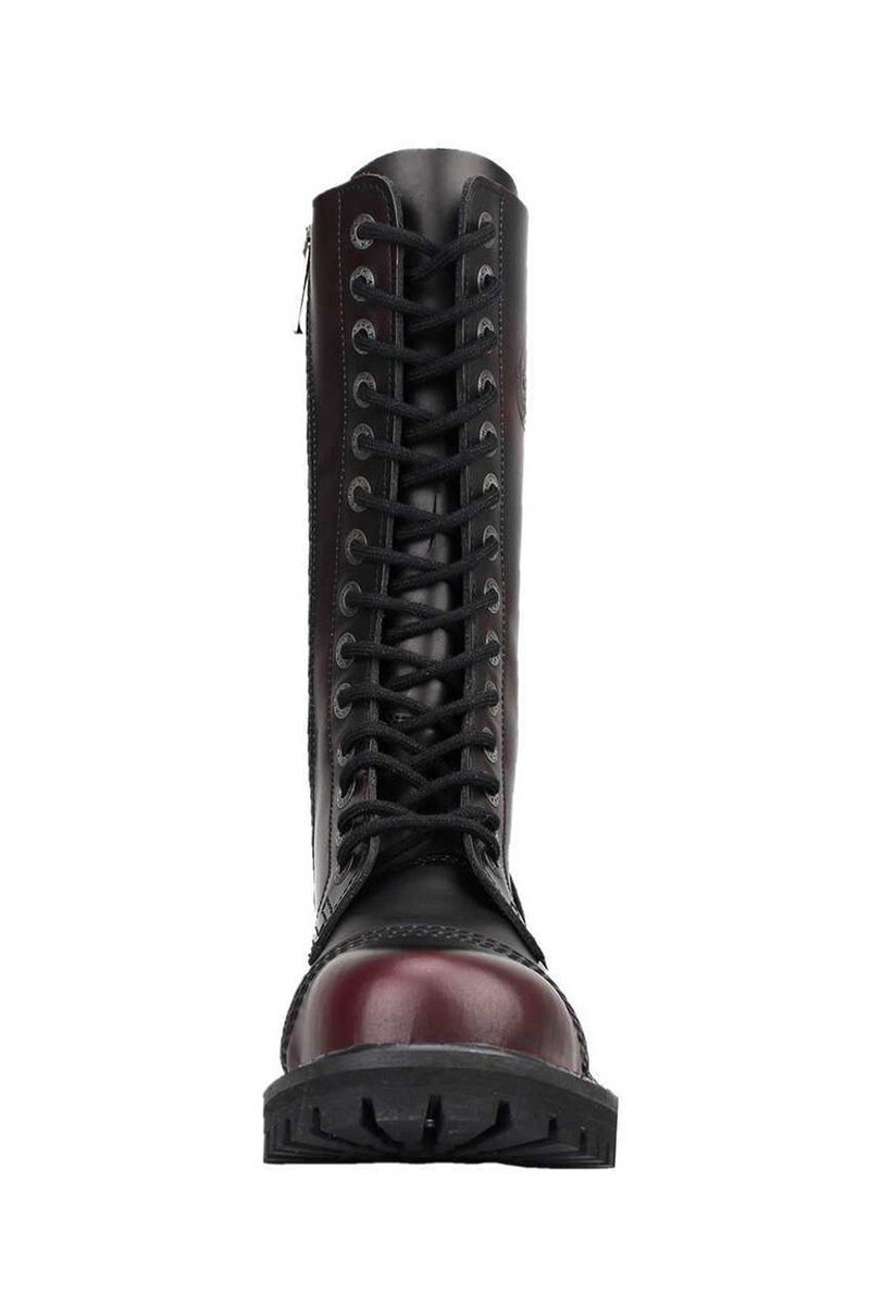 Angry Itch 14 Loch Stiefel Burgundy Rub Off