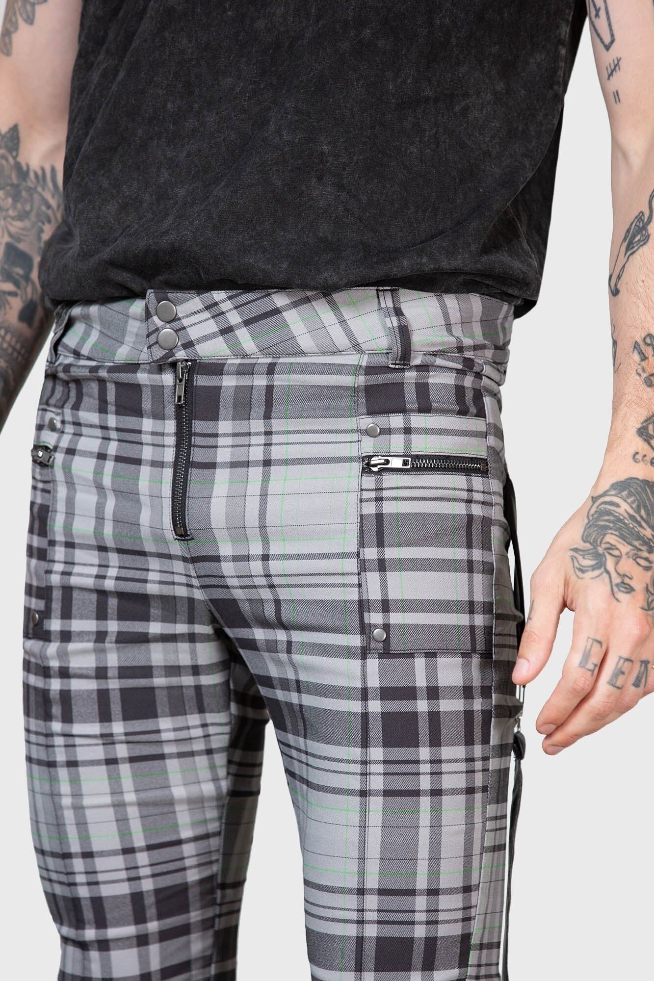 Killstar Hose Office Riot Grey Tartan