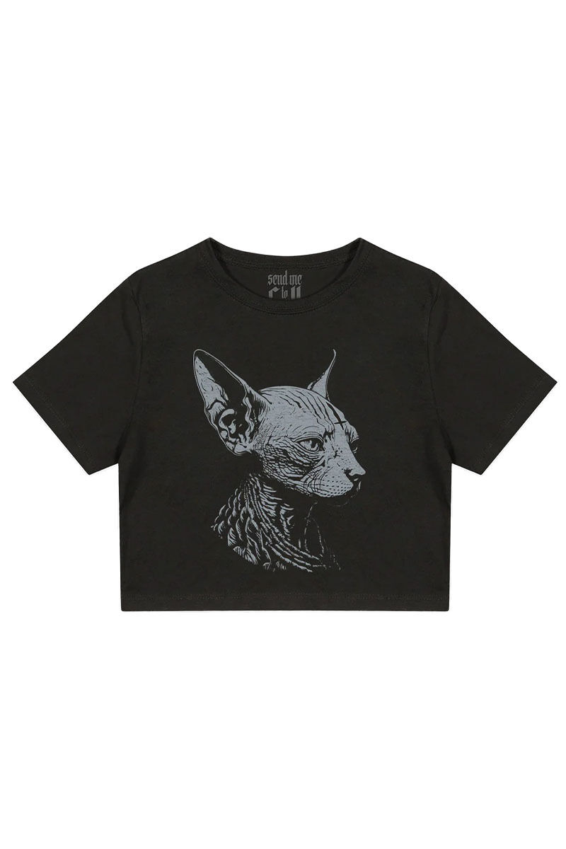 Send Me To Hell Crop Shirt Sphynx Cat