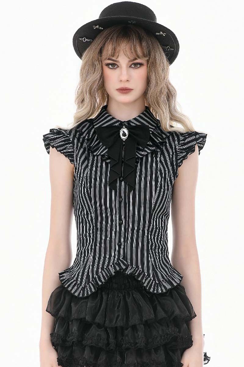 Dark In Love Bluse Funeral Stripe