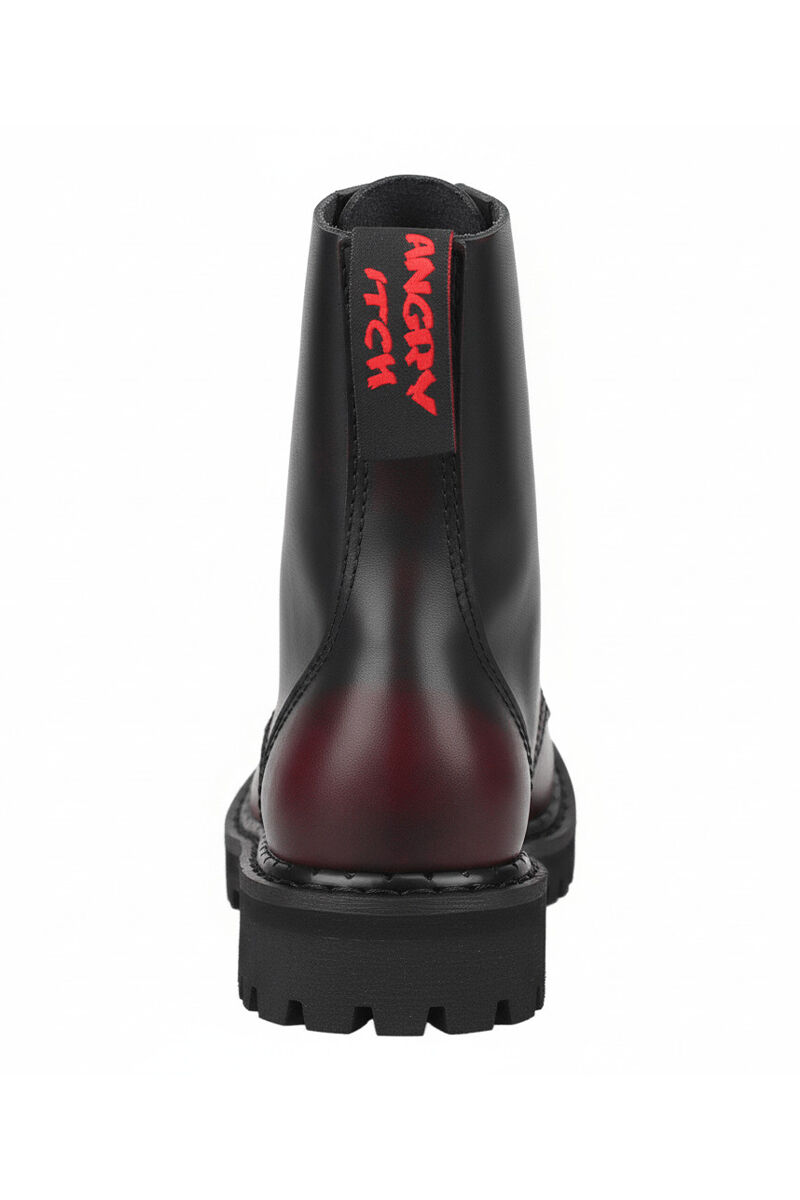 Angry Itch 8 Loch Stiefel Burgundy Rub Off