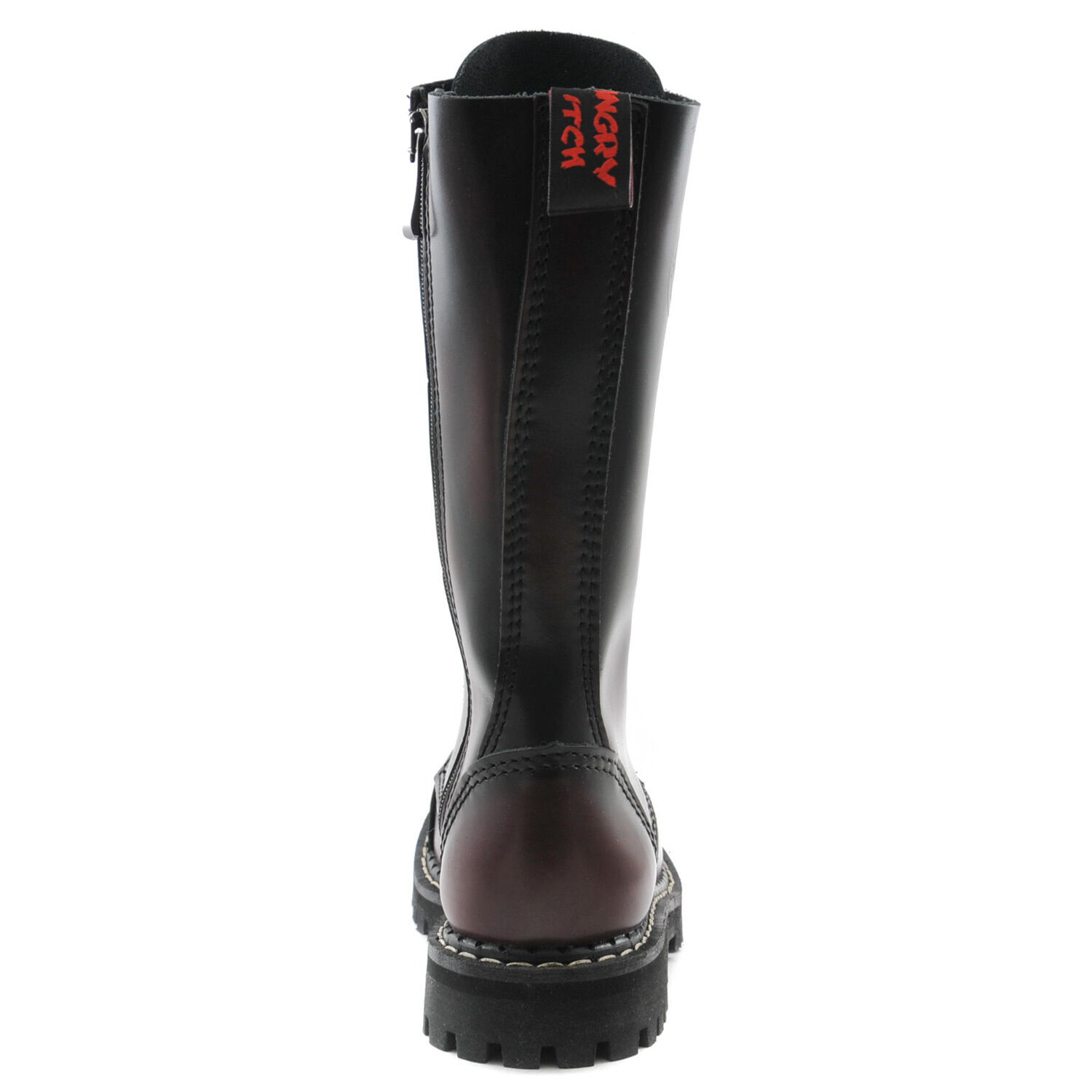 Angry Itch 14 Loch Stiefel Burgundy Rub Off
