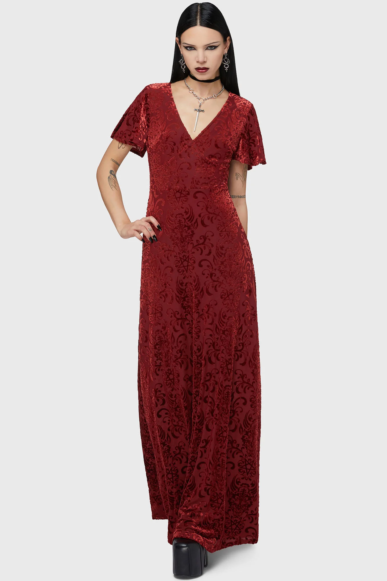 Killstar Maxi Kleid Crimson Bloodlust