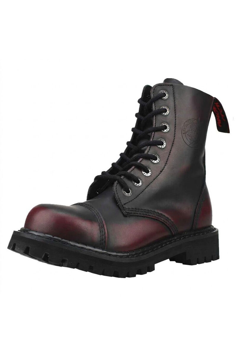 Angry Itch 8 Loch Stiefel Burgundy Rub Off