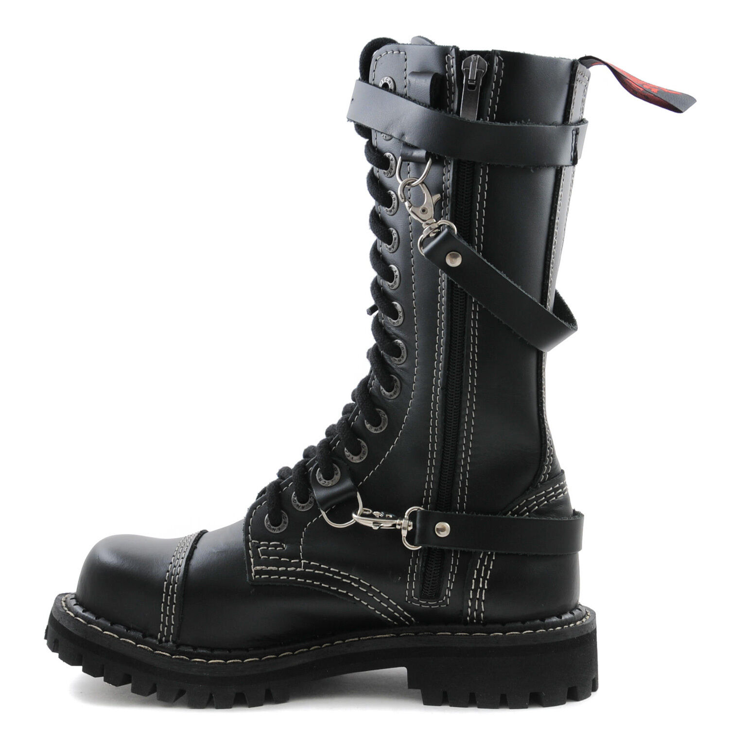 Angry Itch 14 Loch Stiefel 3 Straps Schwarz